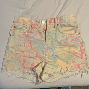 Colorful Zara Patterned Denim Shorts